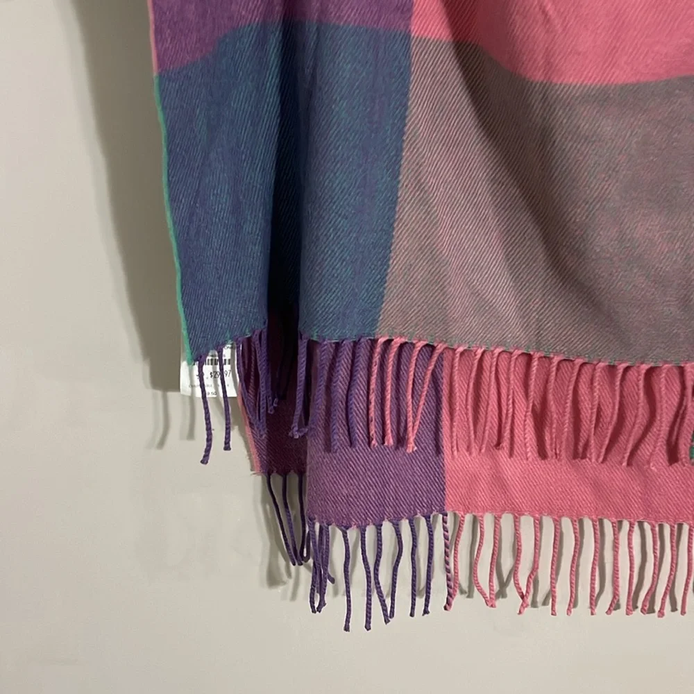 J.crew plaid soft multi  oversized scarf fringe